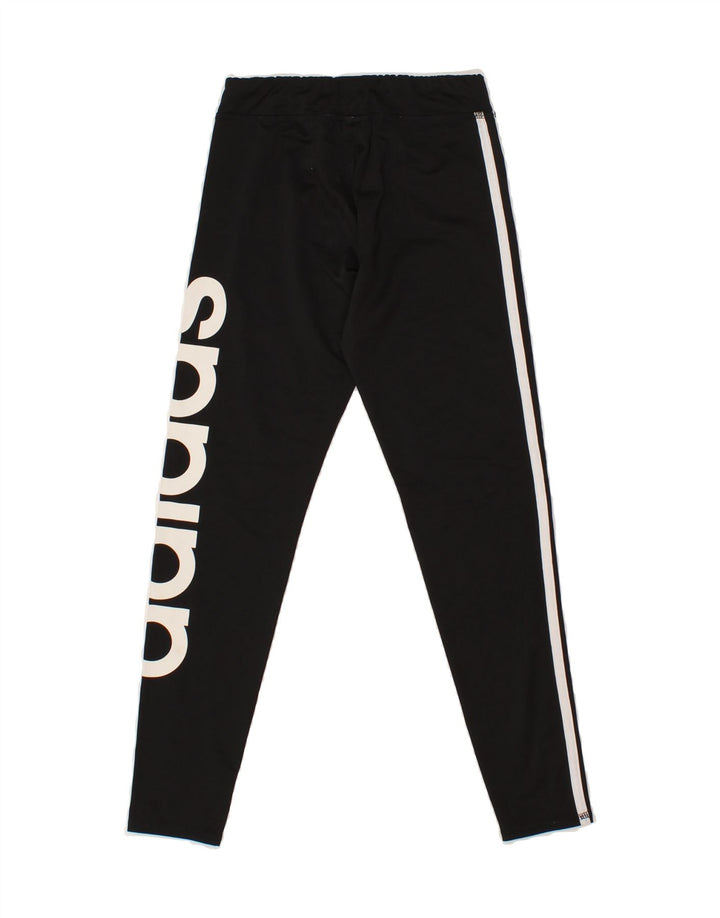 ADIDAS Girls Graphic Leggings 7-8 Years Small Black Polyester Vintage Adidas and Second-Hand Adidas from Messina Hembry 