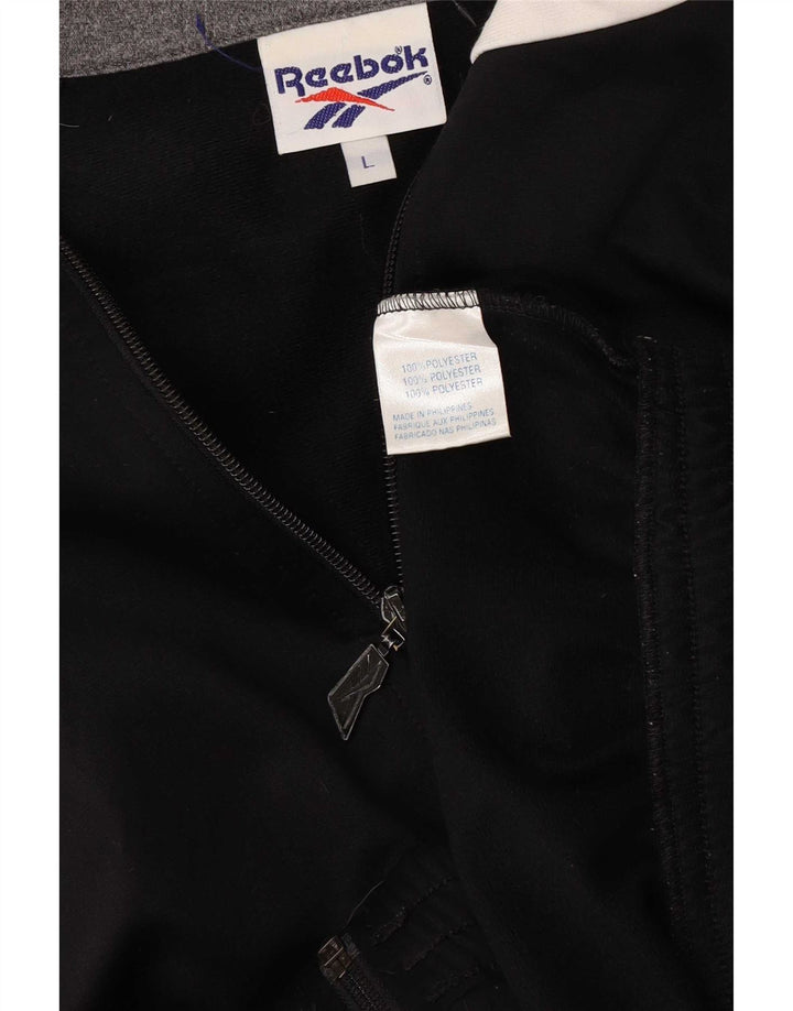 Reebok Mens Graphic Tracksuit Top Jacket Large Black Colourblock Polyester