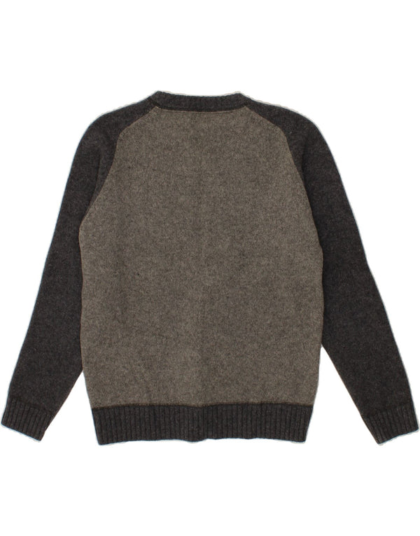 LEVI'S Mens Crew Neck Jumper Sweater Large Grey Colourblock Lambswool
