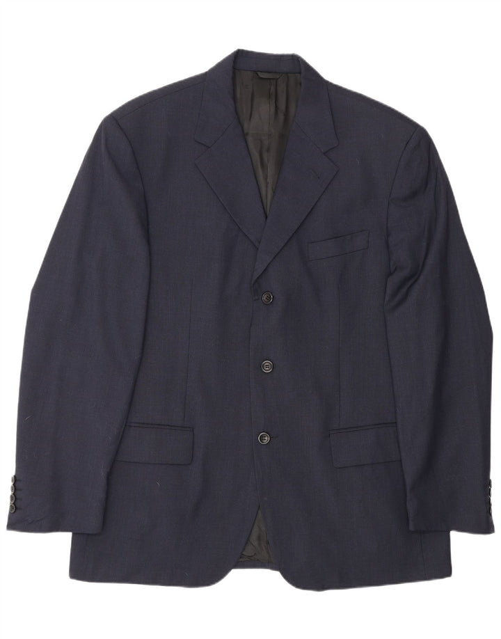 Brooksfield Mens 3 Button Blazer Jacket IT 54 2XL Navy Blue Wool