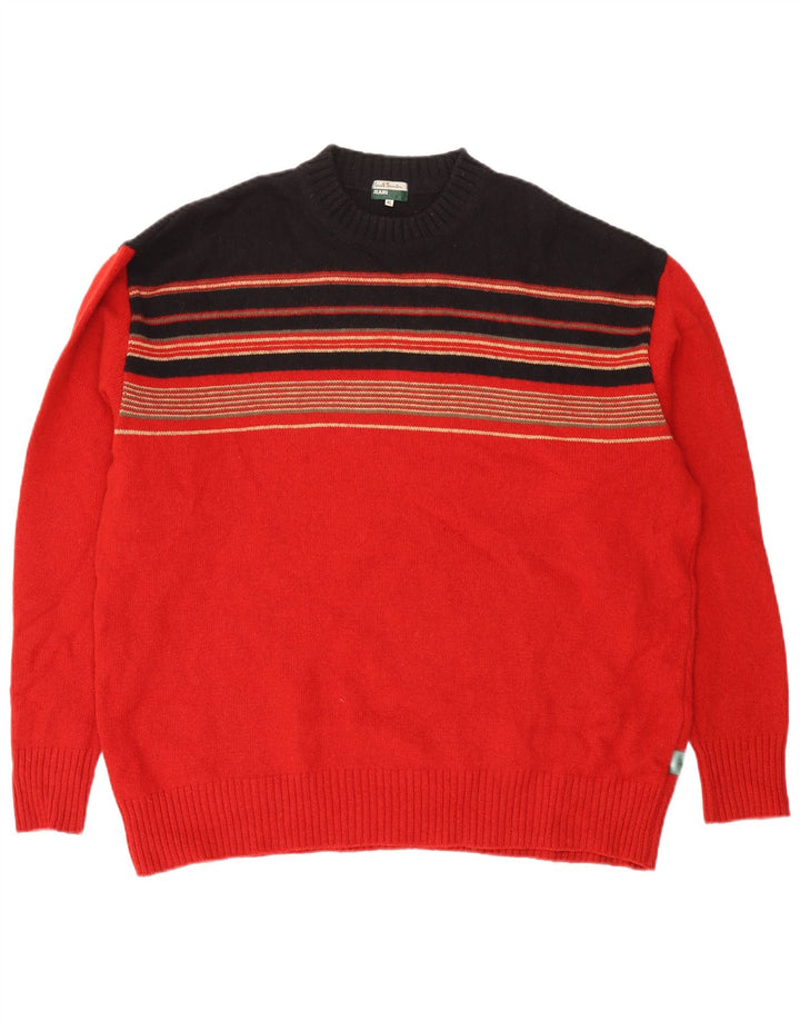 PAUL SMITH Mens Crew Neck Jumper Sweater XL Red Striped Wool