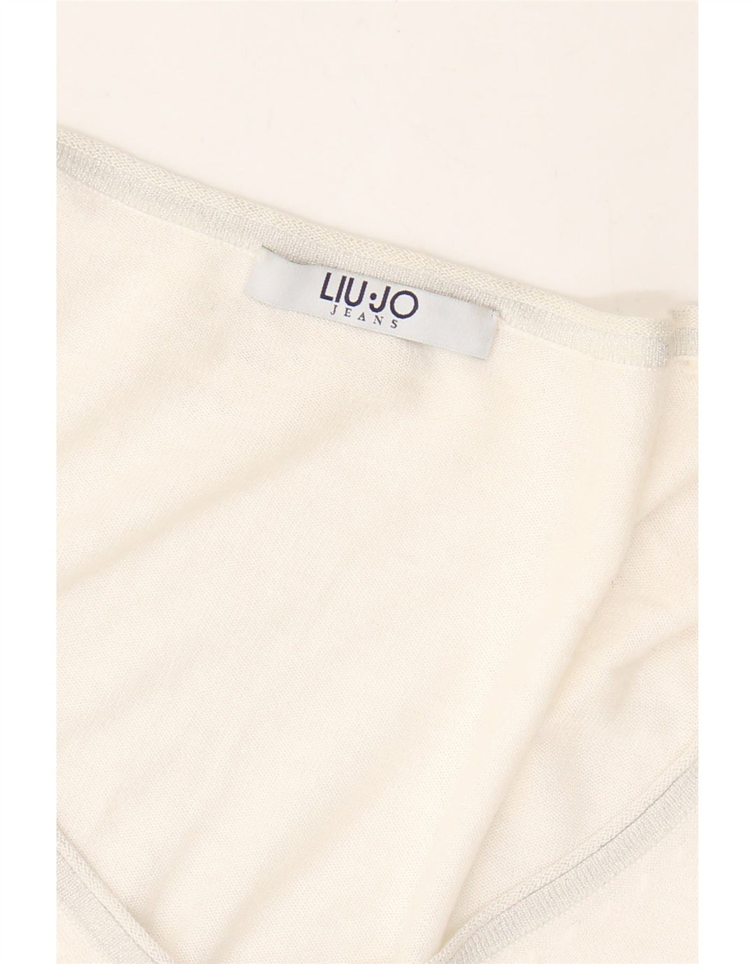 LIU JO Womens V-Neck Jumper Sweater UK 14 Medium Off White Vintage Liu Jo and Second-Hand Liu Jo from Messina Hembry 