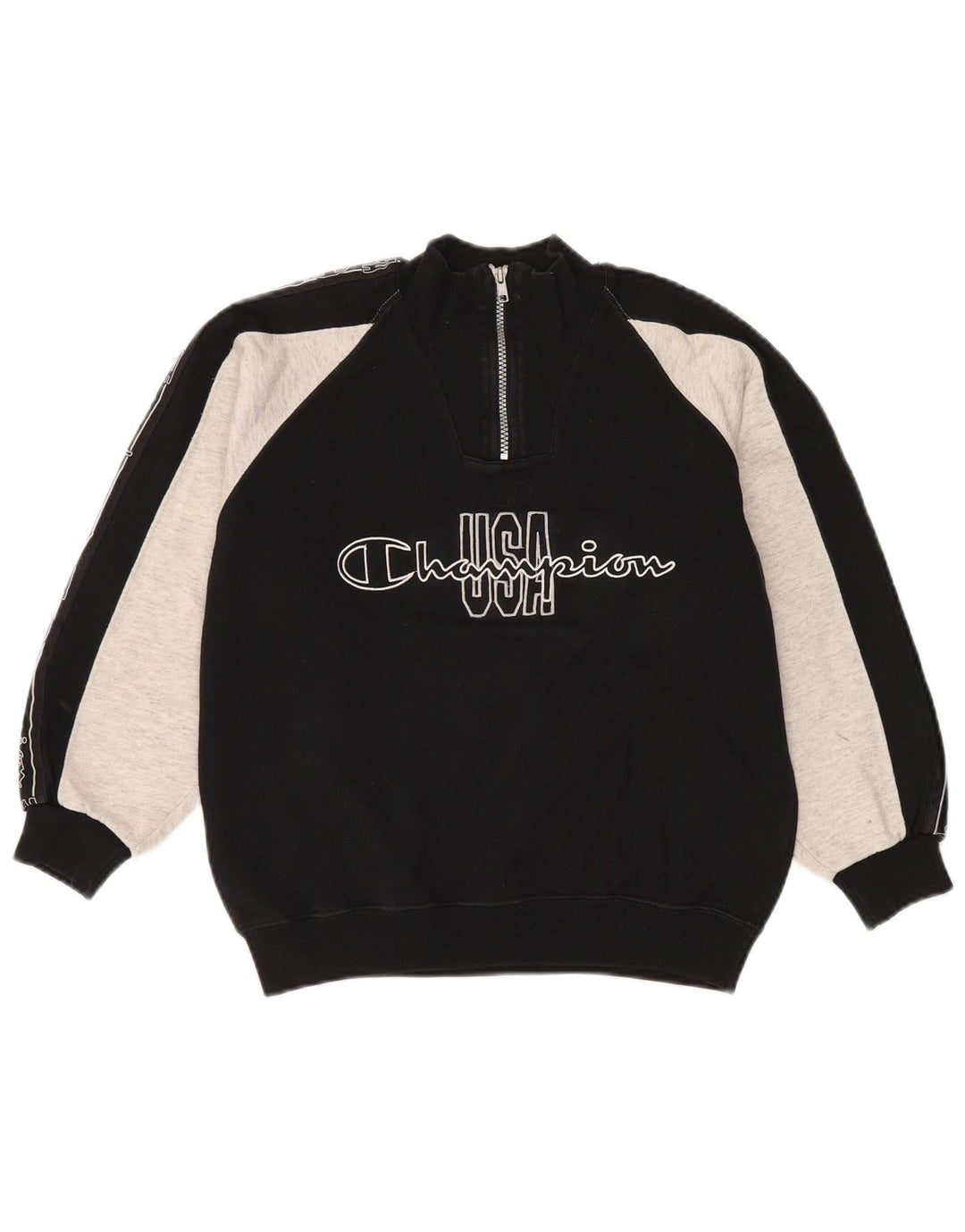 Champion Boys Graphic Sweatshirt Jumper 9-10 Years Medium Black Colourblock