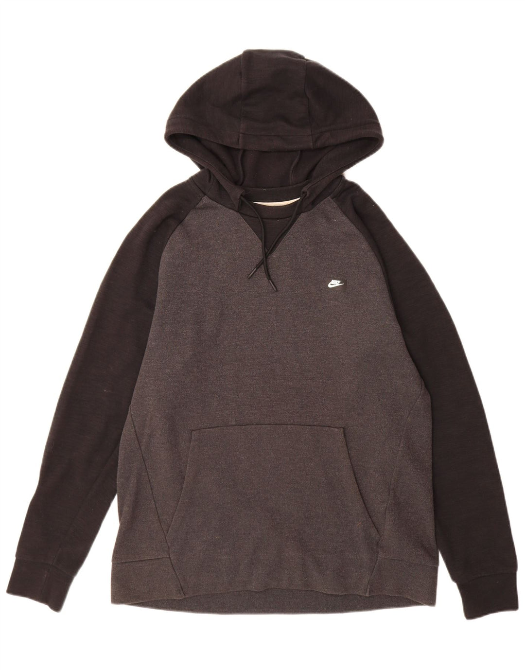 NIKE Mens Hoodie Jumper Medium Grey Colourblock Cotton