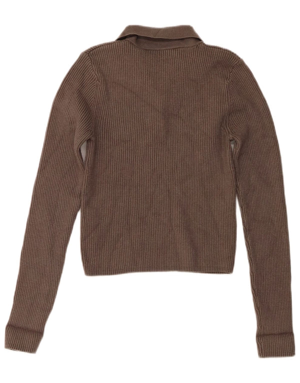 Zara Womens Polo Neck Jumper Sweater UK 12 Medium Grey Viscose