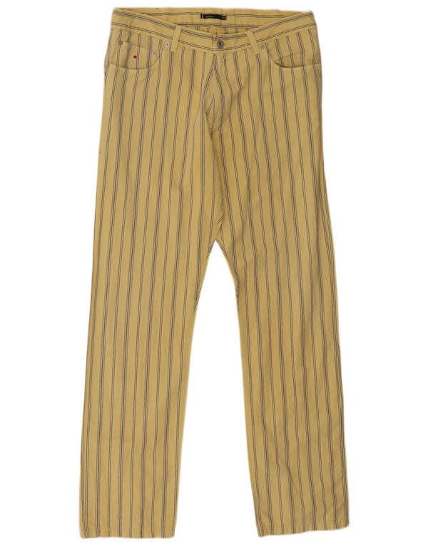 Batista Mens Casual Trousers IT 50 Large W34 L31 Yellow Striped Cotton