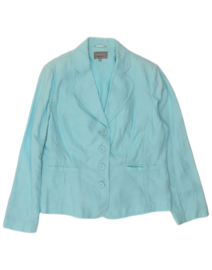 Per Una Womens 4 Button Blazer Jacket UK 18 XL Blue Linen
