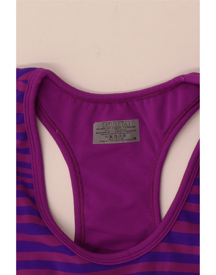 Athleta Womens Vest Top UK 12 Medium Purple Striped Nylon