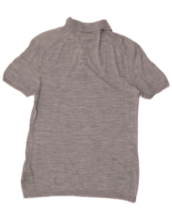 ALL SAINTS Mens Short Sleeve Polo Neck Jumper Sweater XS Blue Flecked