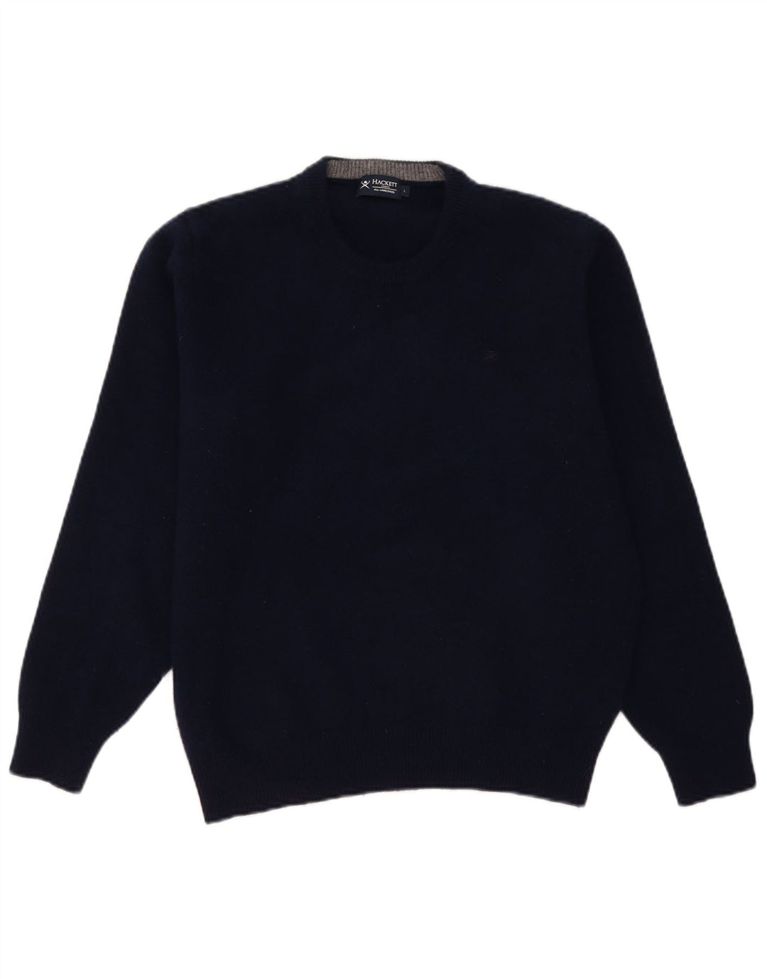 Hackett Womens Crew Neck Jumper Sweater UK 16 Large Navy Blue Lambswool