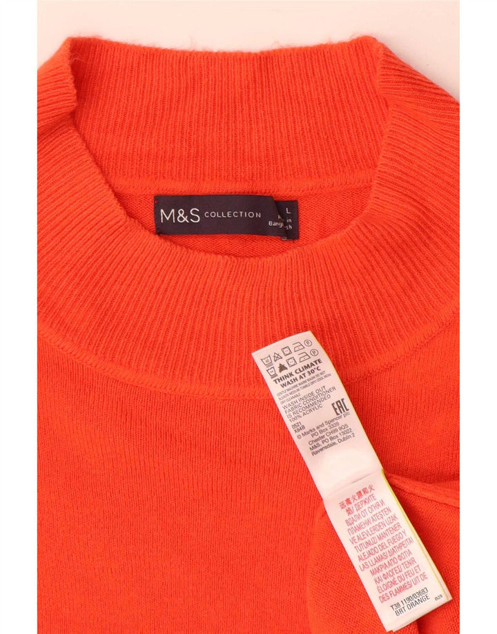 Marks & Spencer Womens Turtle Neck Jumper Sweater UK 16 Large Orange