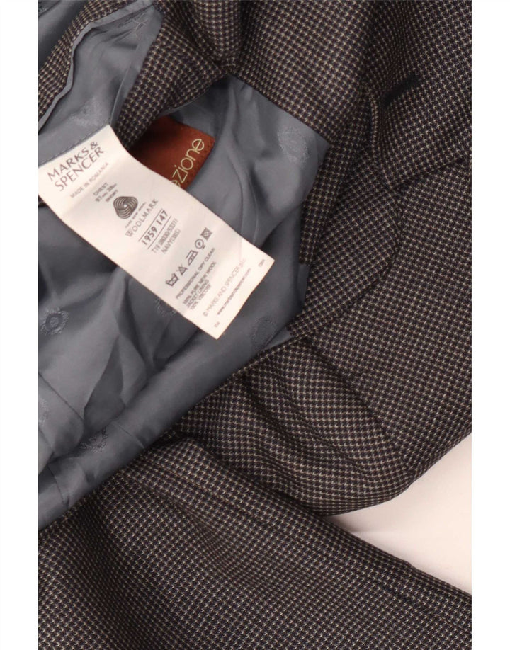 Marks & Spencer Mens Short Blazer Jacket UK 38 Medium Navy Blue Geometric