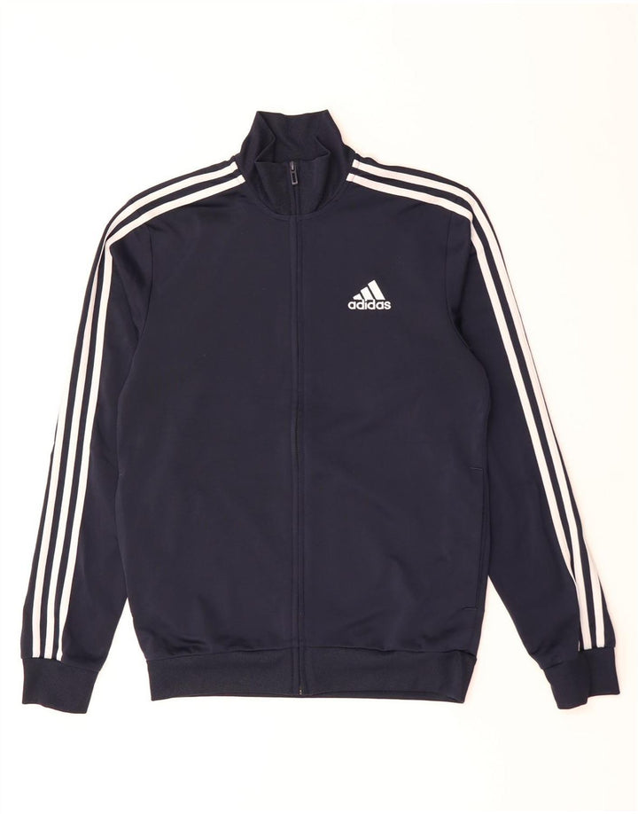 ADIDAS Mens Tracksuit Top Jacket Small Navy Blue Polyester