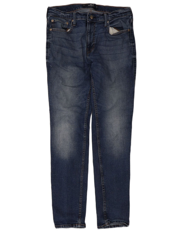Hollister Mens Skinny Jeans W34 L32 Blue Cotton