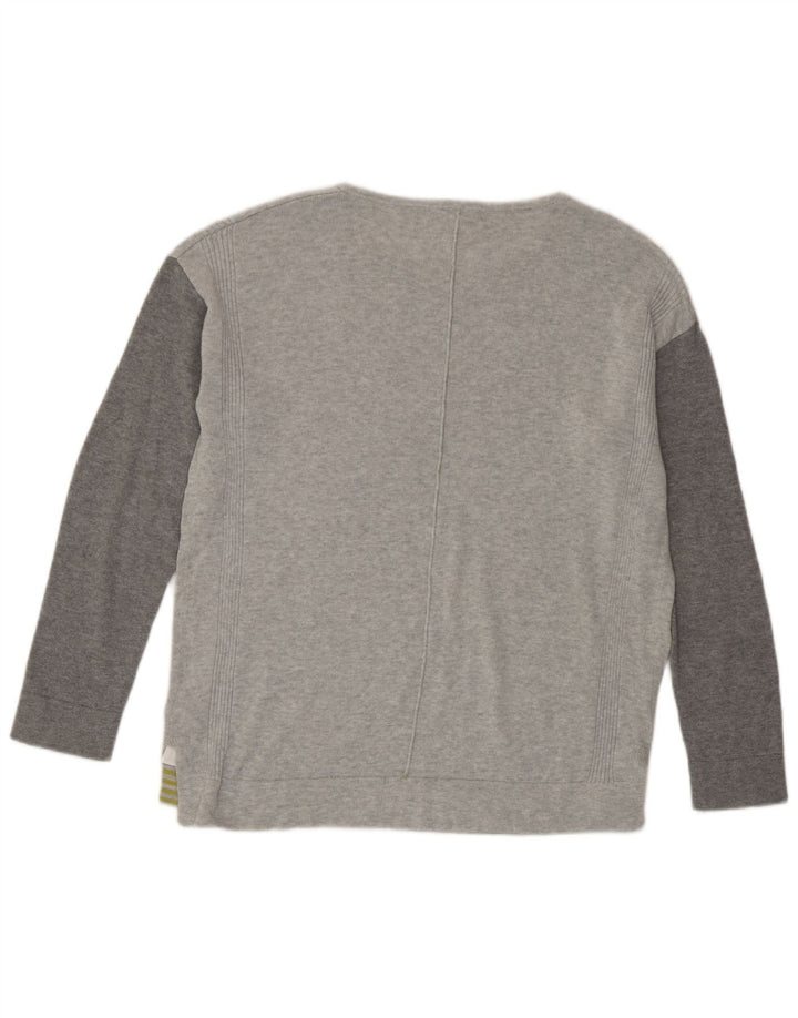 White Stuff Womens Oversized Top Long Sleeve UK 10 Small Grey Colourblock