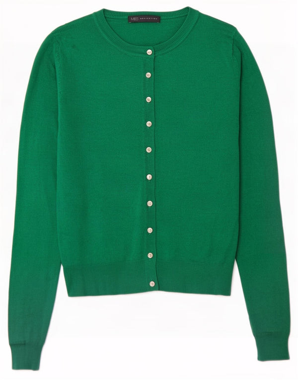Marks & Spencer Womens Crop Cardigan Sweater UK 8 Small Green Viscose