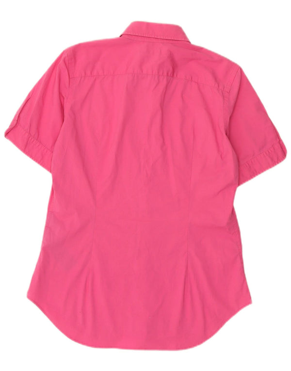 Ralph Lauren Womens Short Sleeve Extra Slim Fit Shirt US 10 Large Pink