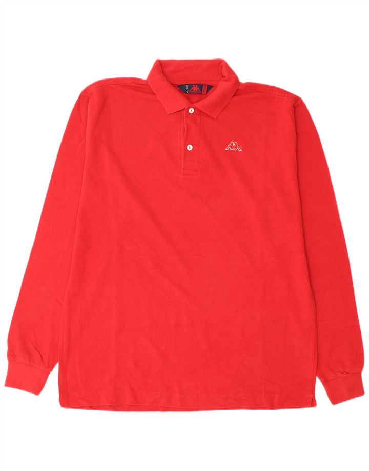 Kappa Mens Long Sleeve Polo Shirt Medium Red Cotton