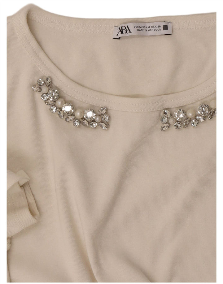 Zara Womens T-Shirt Top UK 12 Medium White