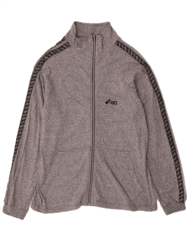 Asics Mens Graphic Tracksuit Top Jacket XL Grey Flecked Cotton
