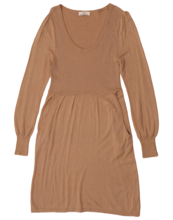 Marks & Spencer Womens Jumper Dress UK 14 Medium Beige Viscose
