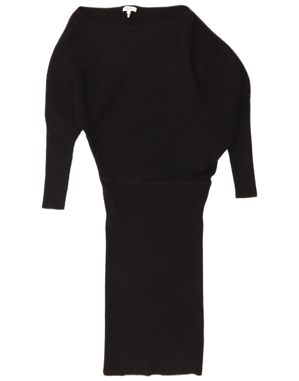 Reiss Womens Knit Drop Waist Dress UK 14 Medium Black Viscose