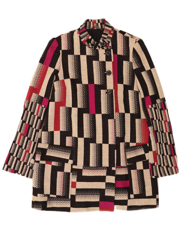DIANE FURSTENBERG Womens Overcoat US 12 Large Multicoloured Geometric Wool