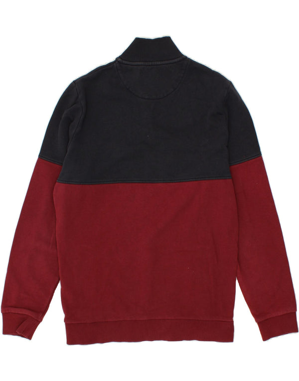 DIADORA Mens Graphic Zip Neck Sweatshirt Jumper Small Red Colourblock
