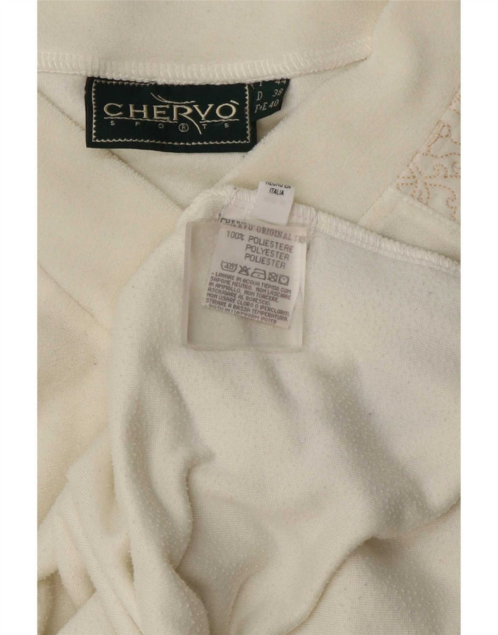 Chervo Womens Velour Vest Top IT 44 Medium Off White Paisley Polyester