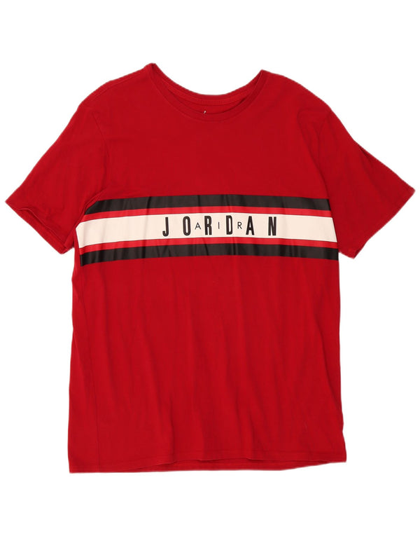Jordan Mens Graphic T-Shirt Top XL Red Colourblock Cotton