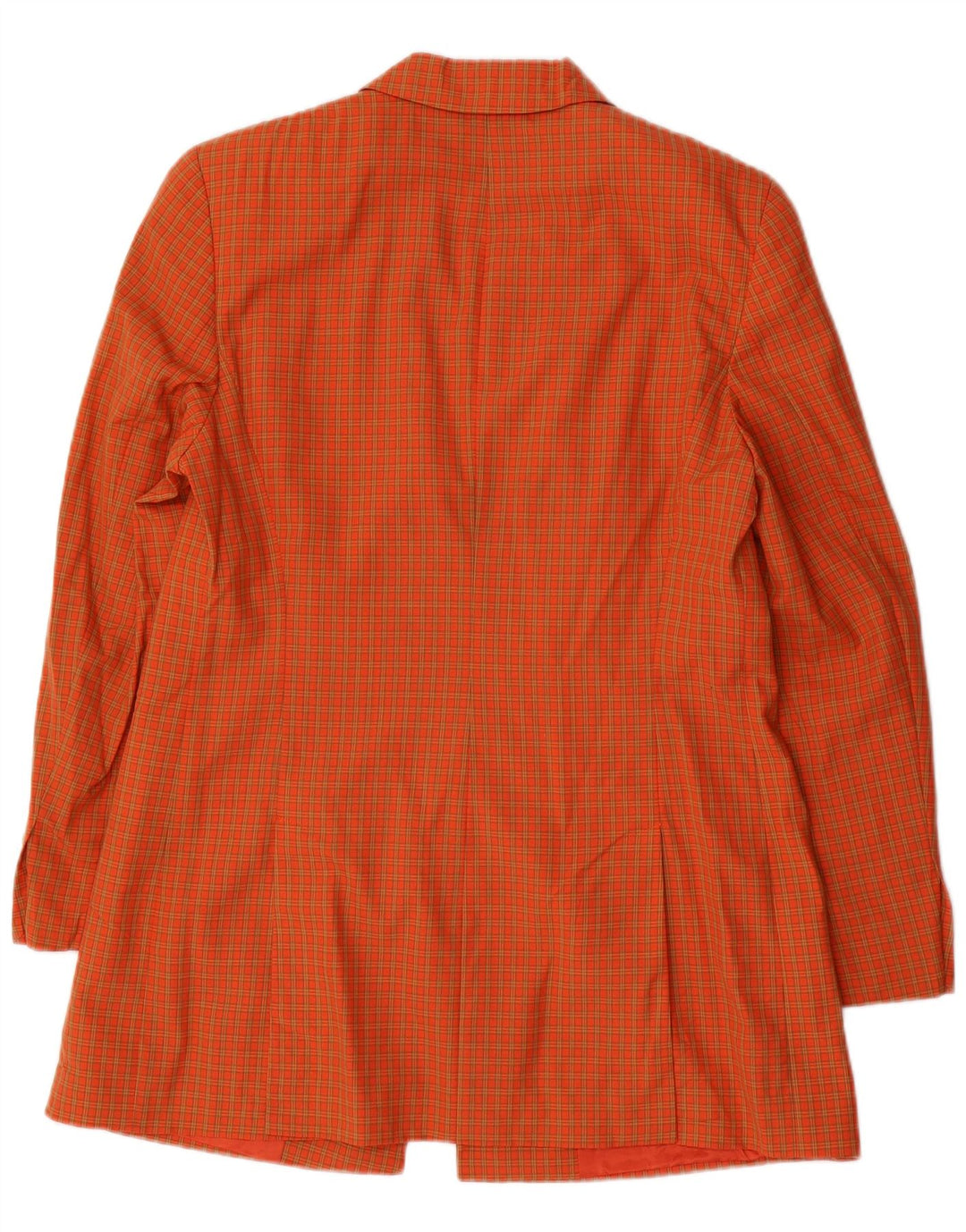 JOOP Womens Longline 4 Button Blazer Jacket EU 42 Large Orange Check Wool