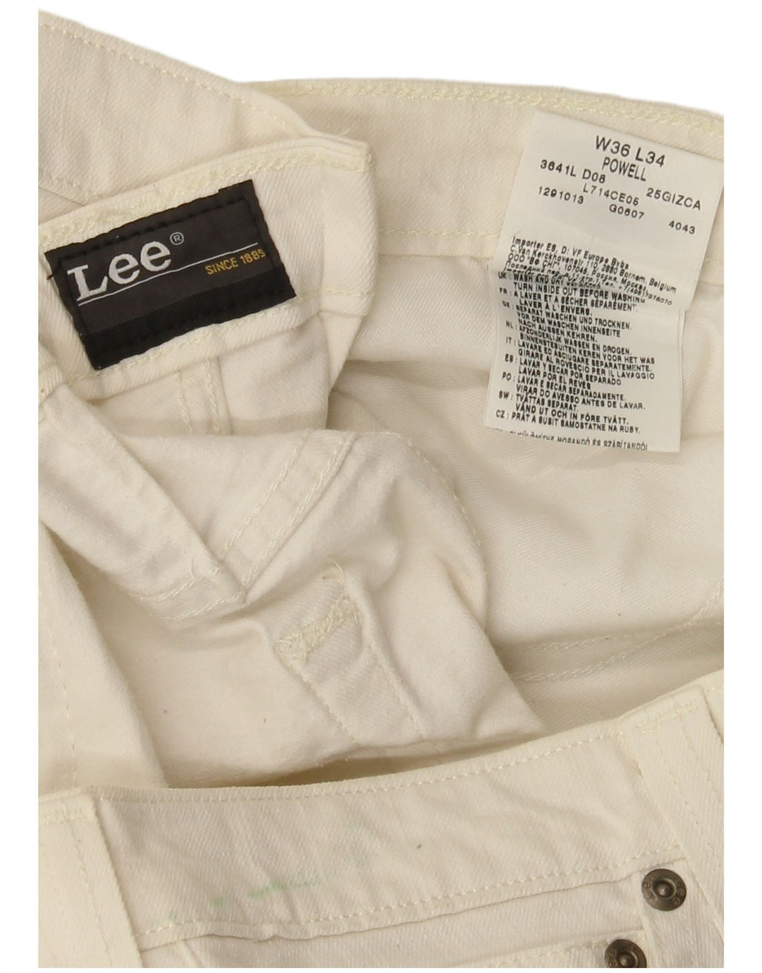Lee Womens Powell Jeans W36 L33 White Cotton