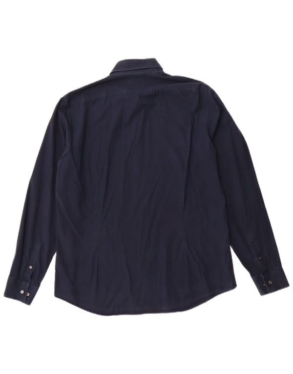 CALVIN KLEIN Mens Slim Fit Shirt Size 16 1/2 Large Navy Blue Cotton