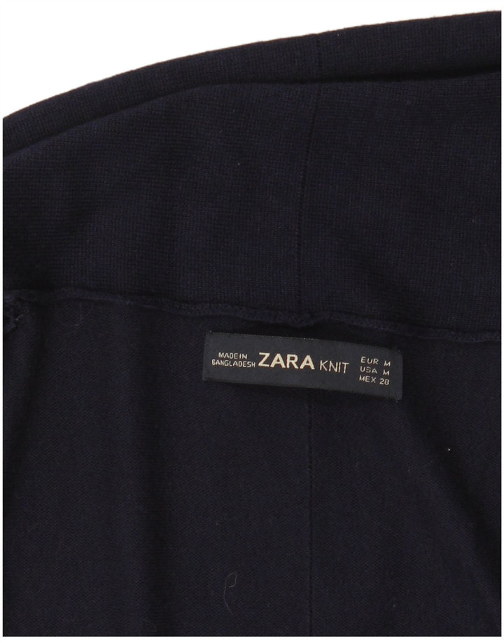 ZARA Womens Longline Open Cardigan Sweater UK 12 Medium Navy Blue
