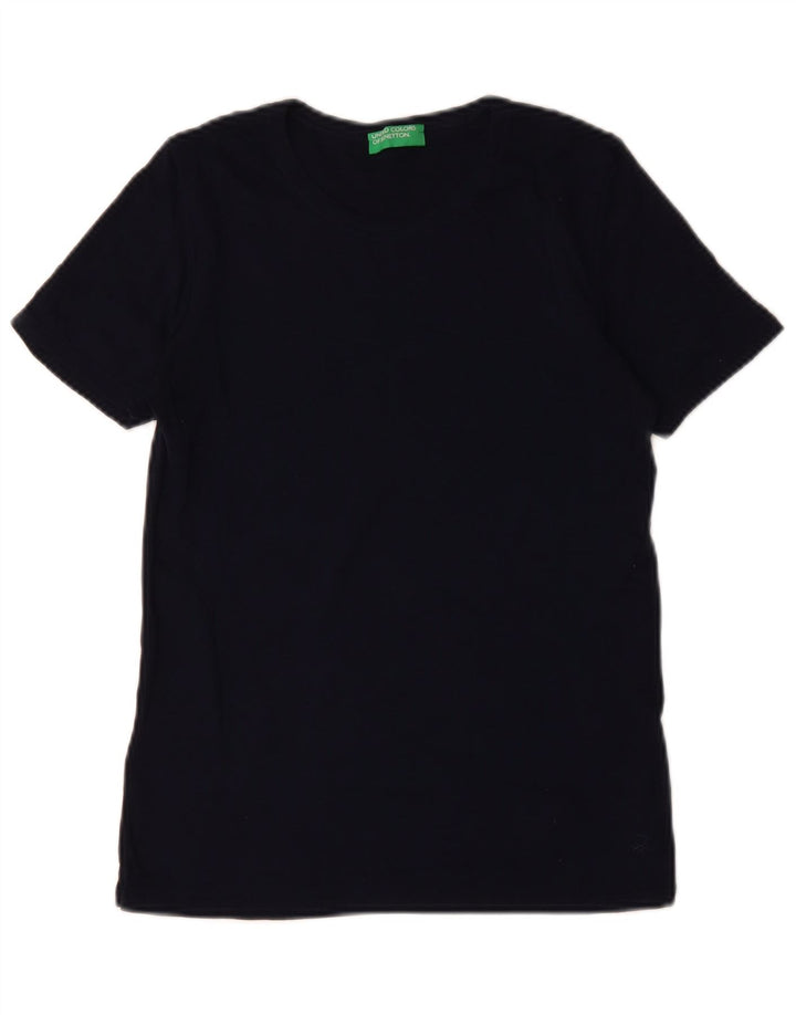 BENETTON Womens T-Shirt Top UK 12 Medium Navy Blue Cotton
