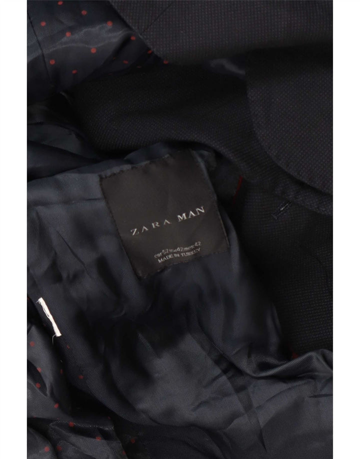Zara Mens 2 Button Blazer Jacket EU 52 Large Navy Blue