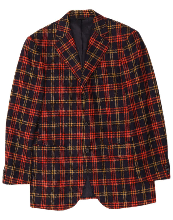 Sutor Mantellassi Mens 3 Button Blazer Jacket IT 46 Small Navy Blue Check