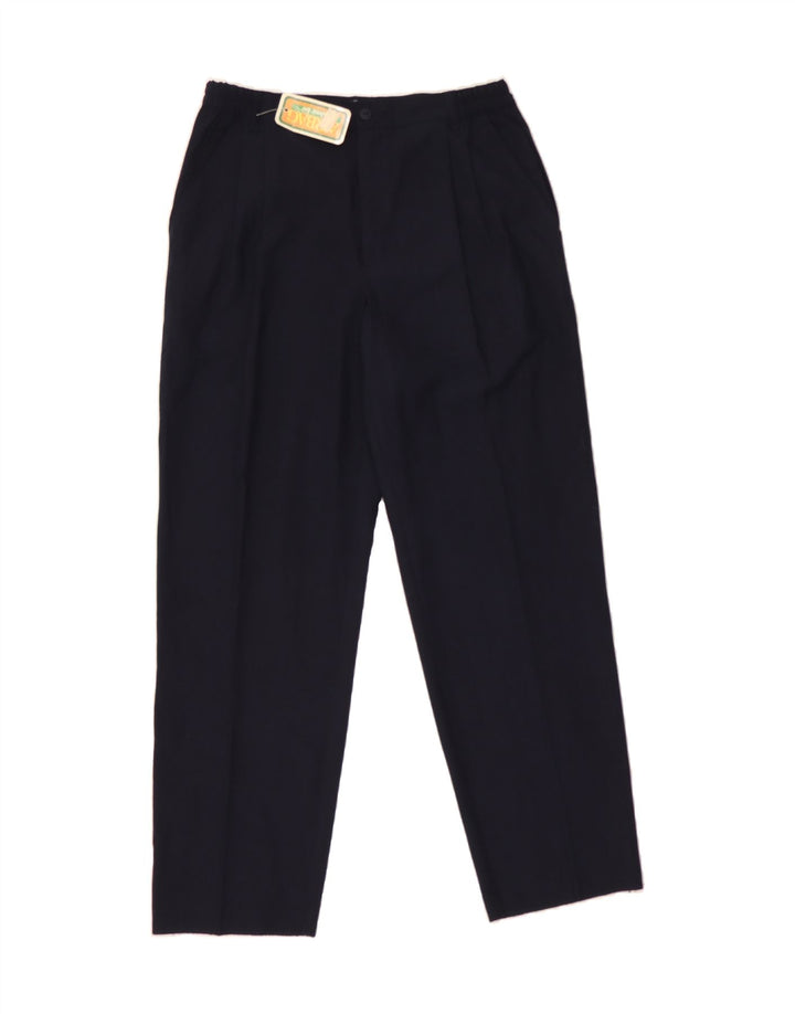 VINTAGE Womens Pegged Chino Trousers W32 L29 Navy Blue Polyester Vintage Vintage and Second-Hand Vintage from Messina Hembry 