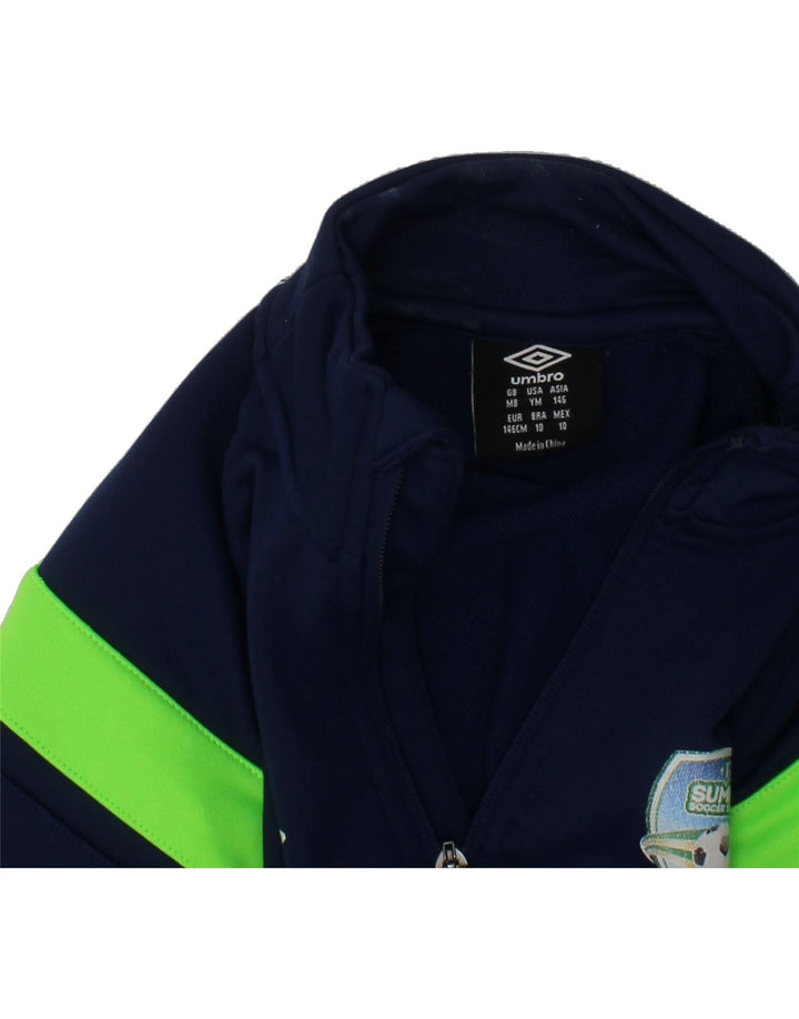 UMBRO Boys Pullover Tracksuit Top 12-13 Years Medium Navy Blue Colourblock Vintage Umbro and Second-Hand Umbro from Messina Hembry 