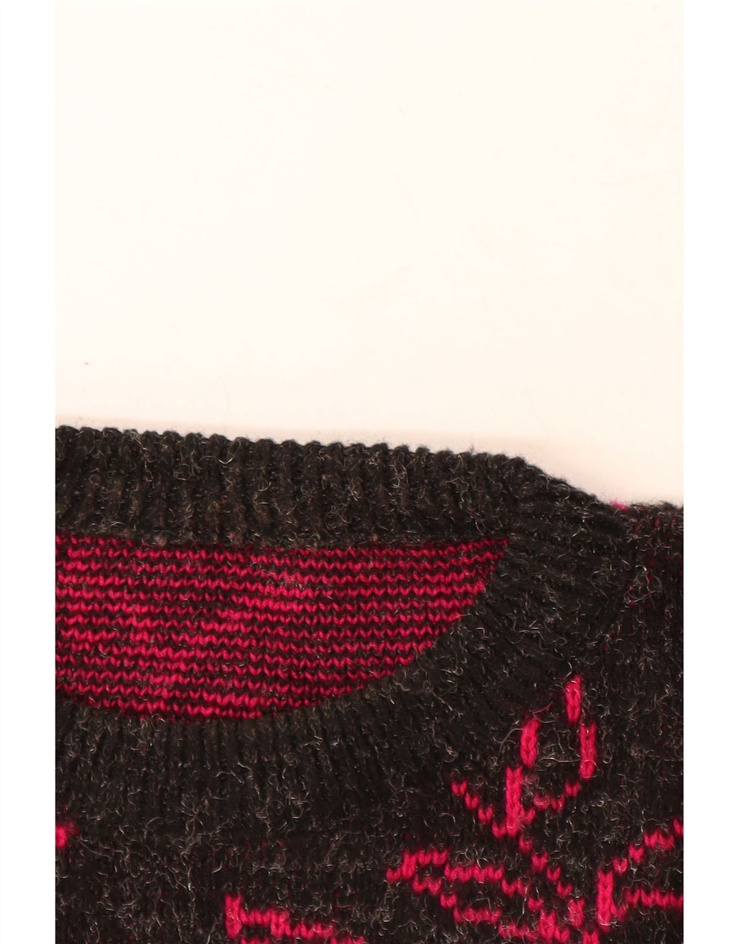 VINTAGE Womens Boat Neck Jumper Sweater UK 20 2XL Black Floral Acrylic