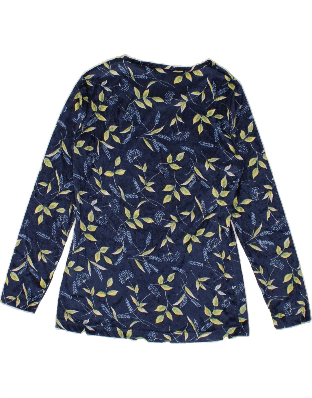 VINTAGE Womens Top Long Sleeve UK 10 Small Blue Floral Polyester Vintage Vintage and Second-Hand Vintage from Messina Hembry 