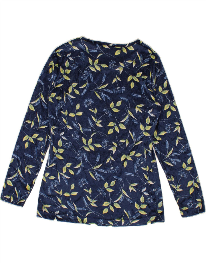 VINTAGE Womens Top Long Sleeve UK 10 Small Blue Floral Polyester Vintage Vintage and Second-Hand Vintage from Messina Hembry 