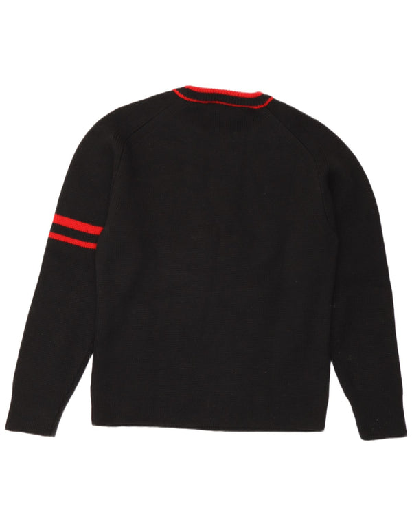 Vintage Womens Crew Neck Jumper Sweater UK 16 Large Black Striped