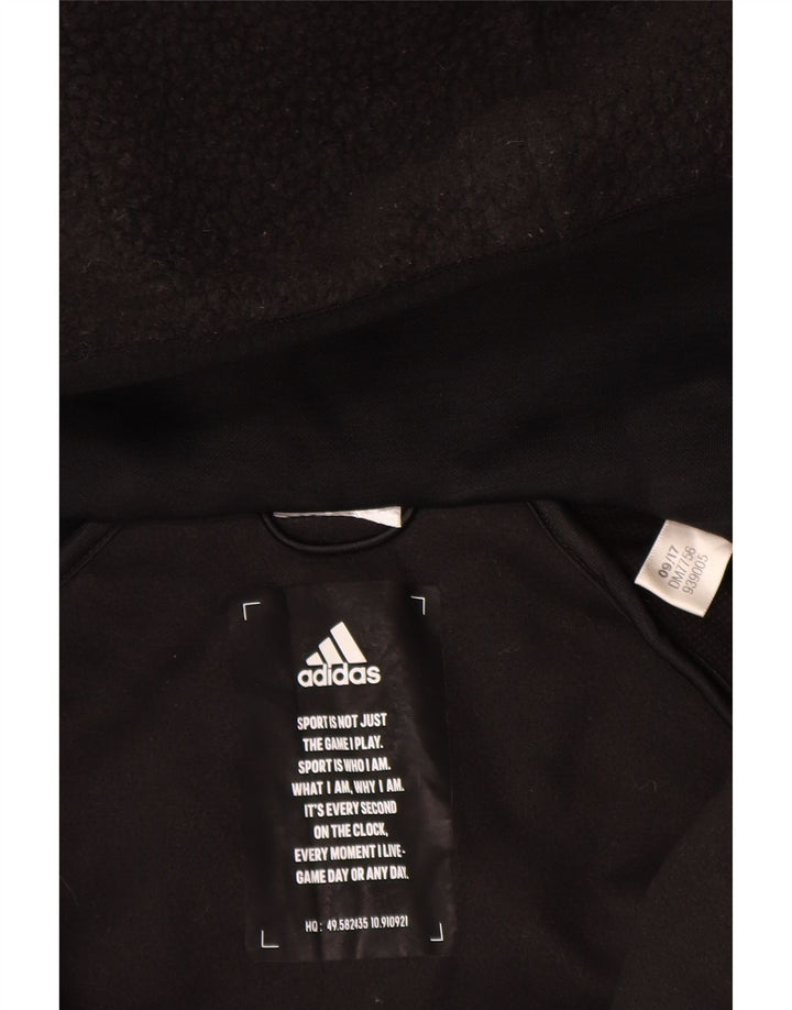 ADIDAS Mens Hooded Fleece Jacket UK 38 Medium Black