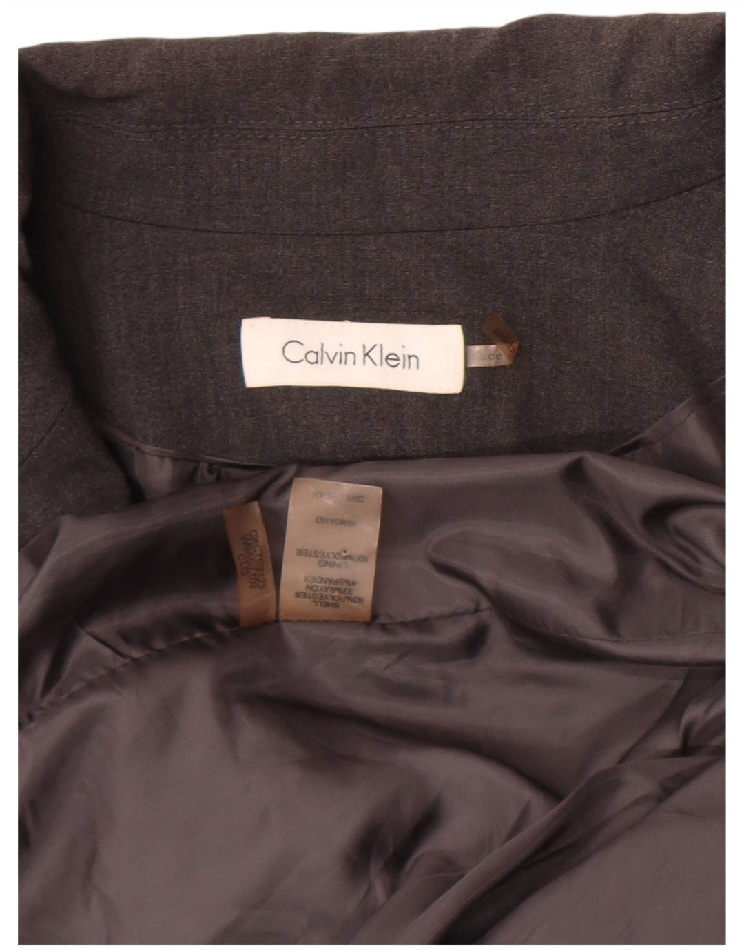Calvin Klein Womens 1 Button Blazer Jacket UK 20 2XL Grey Polyester