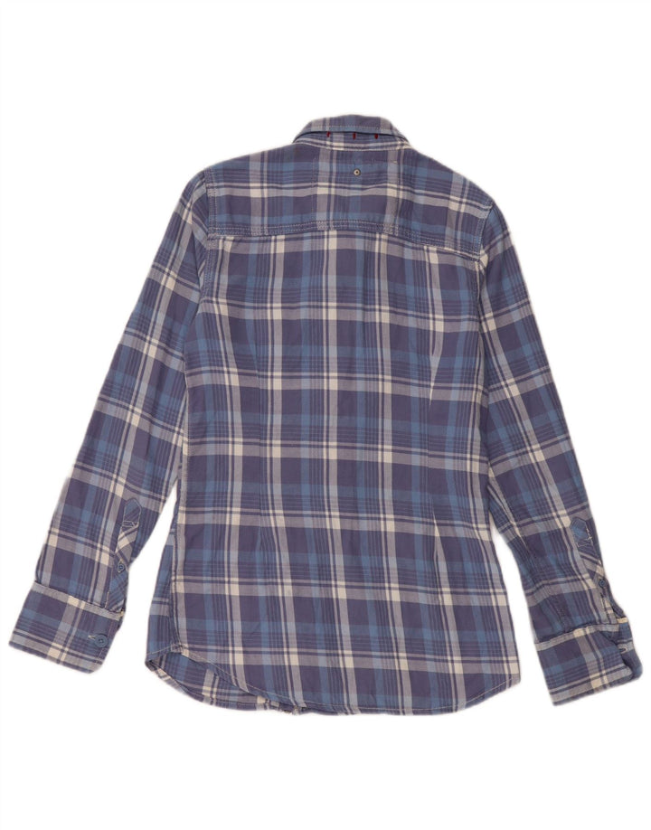 SUPERDRY Womens Flannel Shirt UK 6 XS Blue Check Cotton