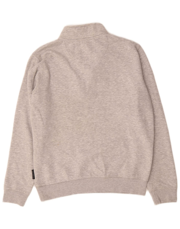 French Connection Mens Zip Neck Sweatshirt Jumper Medium Grey Flecked