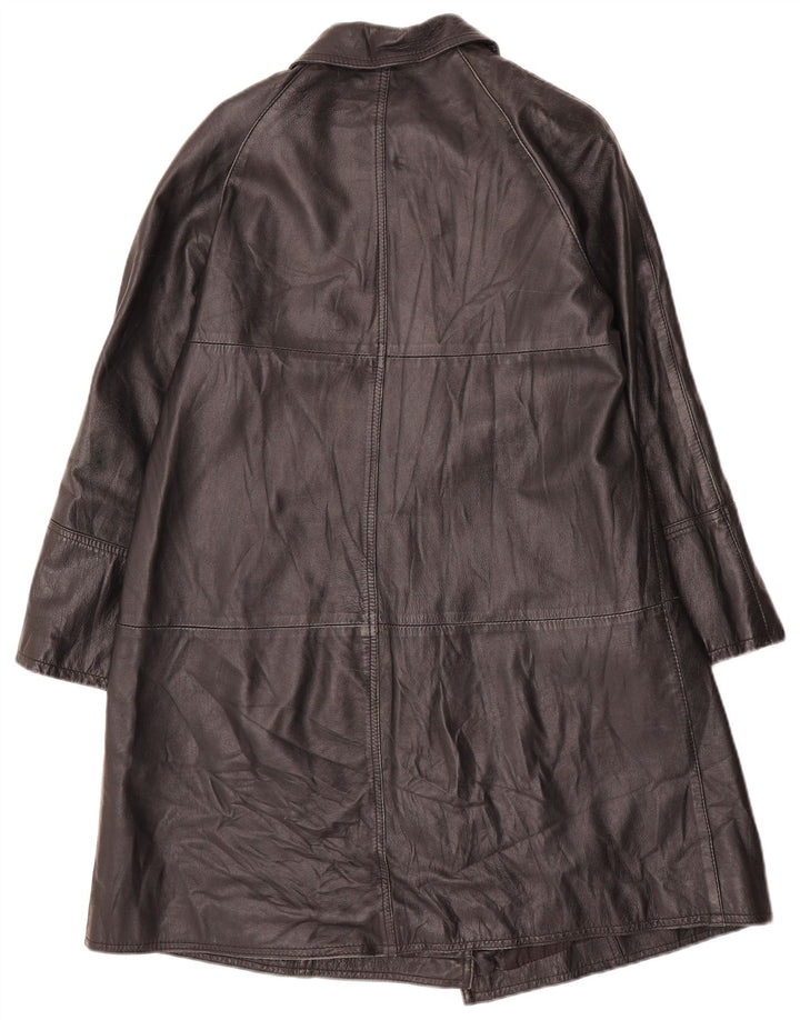 Vintage Womens Leather Coat IT 42 Medium Black