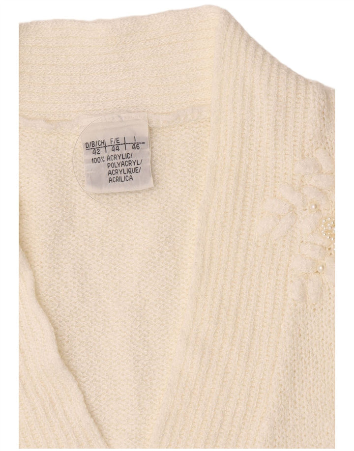 Vintage Womens Cardigan Sweater IT 46 Large White Acrylic