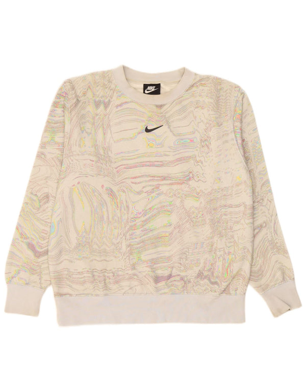 Nike Womens Abstract Pattern Sweatshirt Jumper UK 10 Small Off White